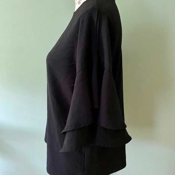 Women’s Elegant Black Ruffle Sleeve Top Size Small - Picture 3 of 9